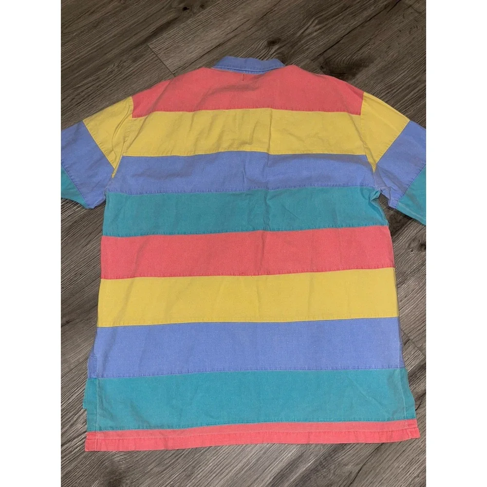 Vintage 80's Surf Stripe Color Block Pullover Beach Polo Shirt XL Zack‎ Morris